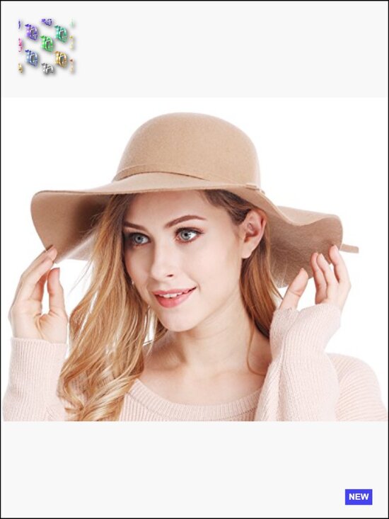 Wide Brim Wool Floppy Hat Ribbon Band Adjustable Sun Hat main image 4